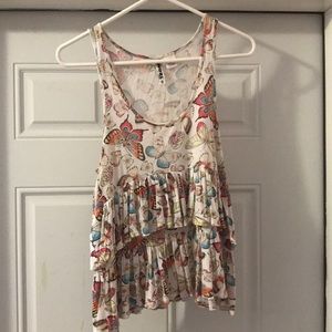 Top with ruffles & butterfly detail